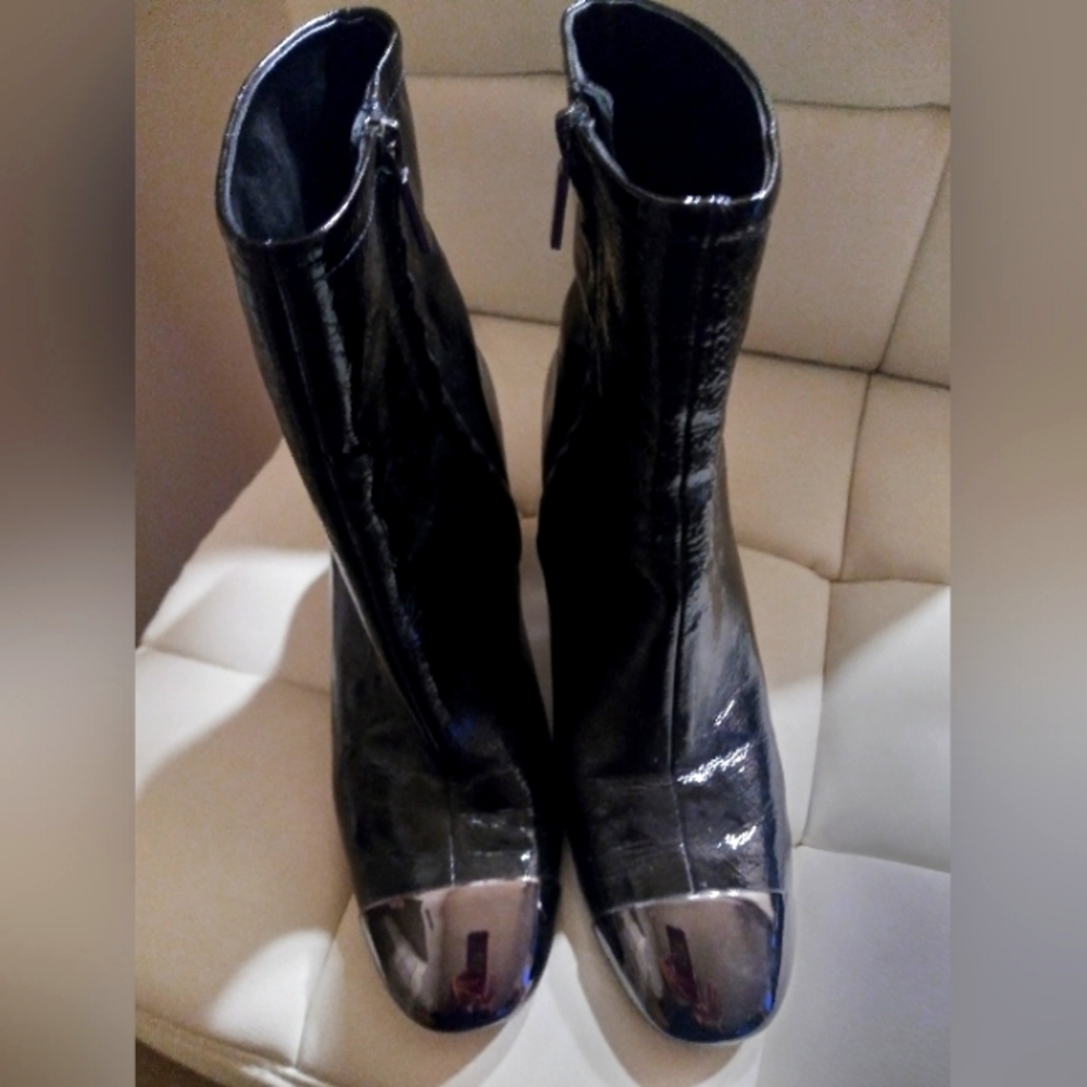 Zara black patent leather boots